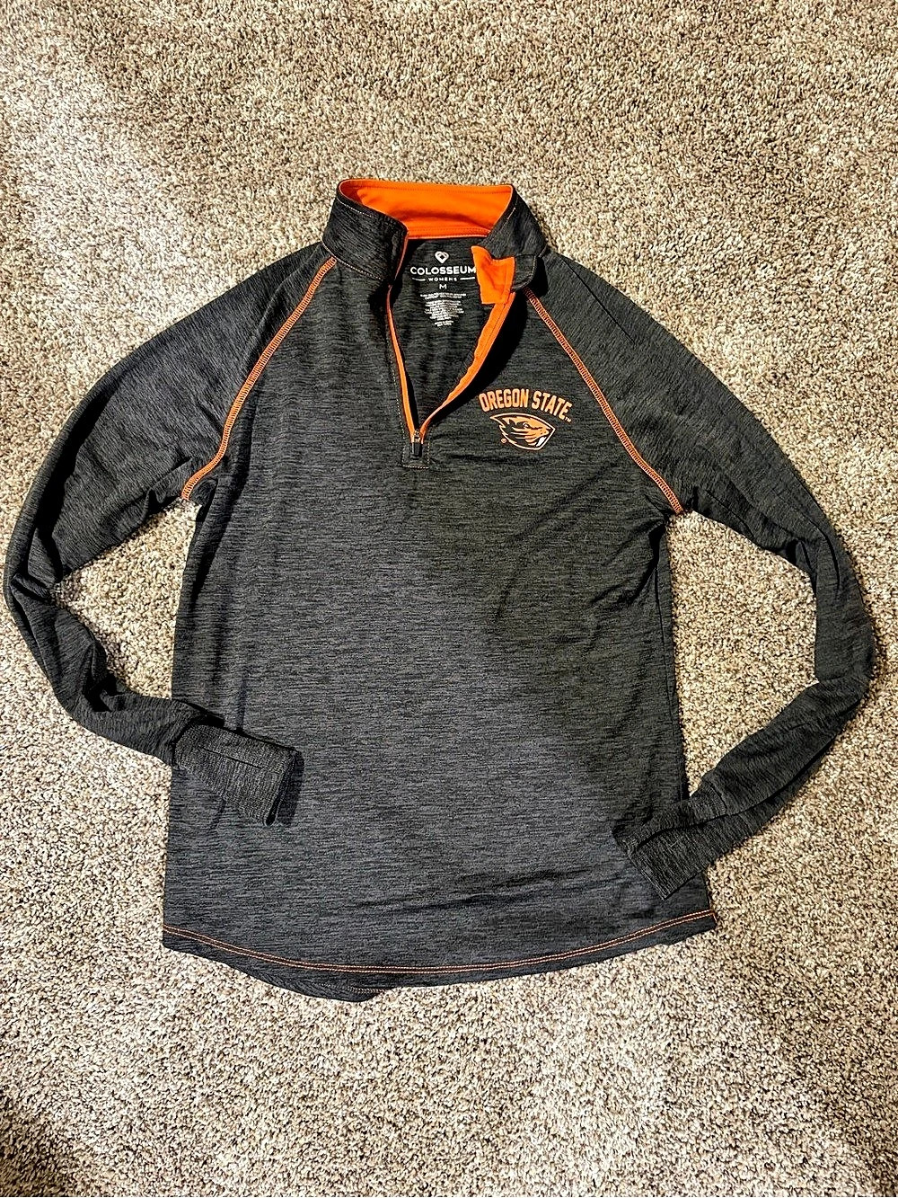 Colosseum Oregon State Quarter Zip Pullover Gray & Orange Medium